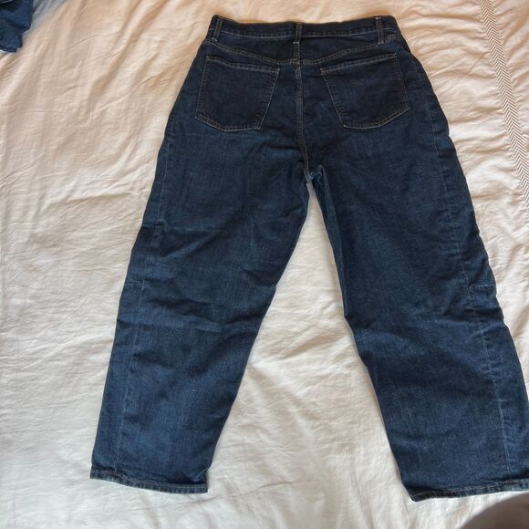 Old Navy Women's High-Waisted Barrel Ankle Jeans dark wash size 14 - Picture 4 of 14